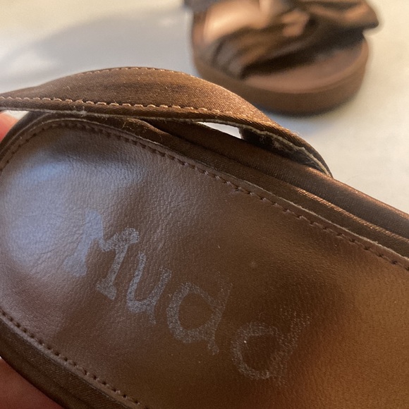 90s “Bijou” Mudd Brown Fabric Uppers Heels Sz 8 M - Picture 3 of 10